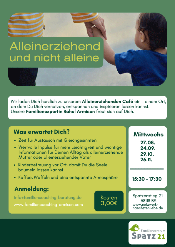 Vorderseite des Flyers alleinerziehend und nicht alleine
